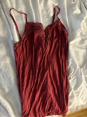 Victoria’s Secret Red Lace-Trim Slip Dress